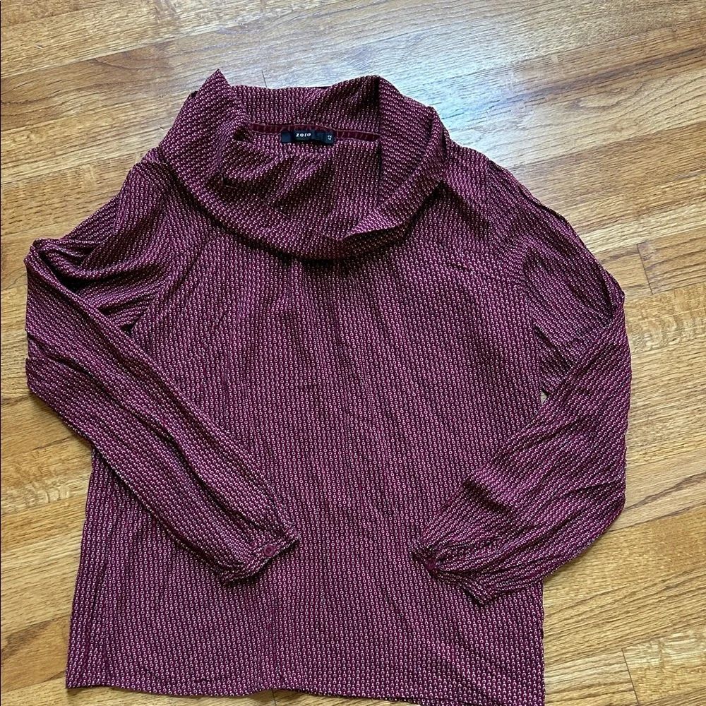Zero Cowl Neck Burgundy Blouse